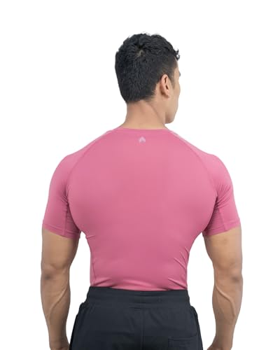 Image of Athflex Men's Half Sleeve Ace Compression T-Shirt-Ultra Stretch,Premium Nylon Spandex Blend,Moisture-Wicking, Quick-Dry,Breathable,Muscle Fit Activewear for Gym