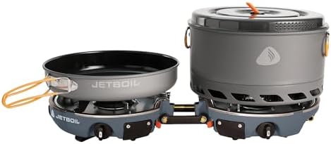 Jetboil Genesis Basecamp Camping and Overlanding Stove Cooking System with Camping Cookware Grey