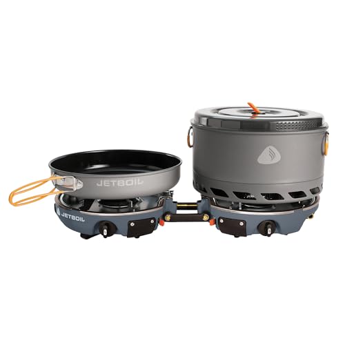 Réchaud Jetboil Genesis haut de gamme en gris avec kit de cuisson durable