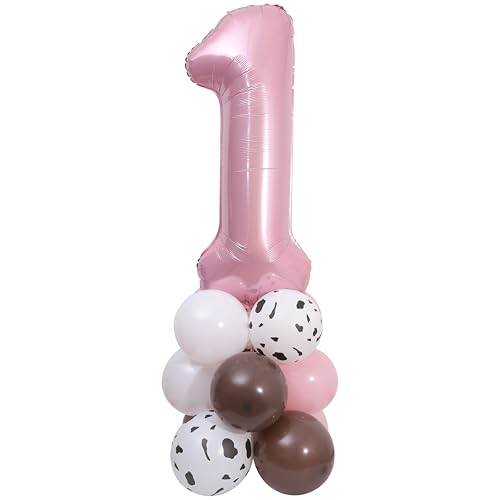 Ballons premier anniversaire vache rose pour célébrer le premier eveil de votre enfant