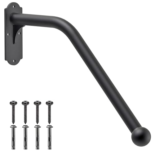 SELEWARE 完全溶接スチール手すり 壁取り付け手すり 屋内 屋外 ステップ ガレージ 手すり 安全グラブバー 高齢者用 D