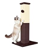 Cat Scratching Post, 32 Inch Cat Scratching Post for Large Cats, Cat Scratcher with Nature Sisal, Cat Scratch Post for Indoor Large Cats and Kitten, Brown