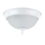 Globe Electric 6261201 1 Light 11 inch Flush Mount Ceiling Light Fixture, White Finish with Frosted Swirl Glass Shade