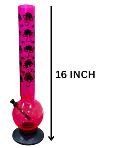 Image of PUFF SMART 16 Inch Mushroom Print Acrylic Waterpipe Bong (Pink)
