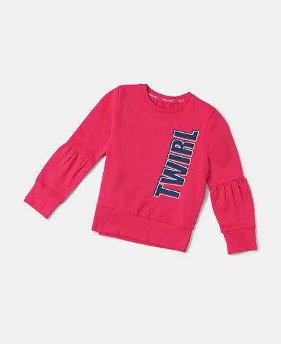 Image of Jockey AG13 Girl's Super Combed Cotton French Terry Graphic Printed Sweatshirt with Ribbed Cuff