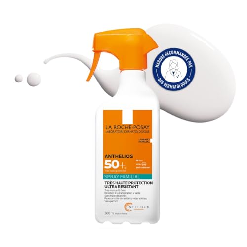 La Roche-Posay, Anthelios, Spray Solaire Corps Familial Ultra-Résistant, SPF50+, Hydrate & Protège, Avec Parfum, Convient aux Peaux Sensibles, 300 ml