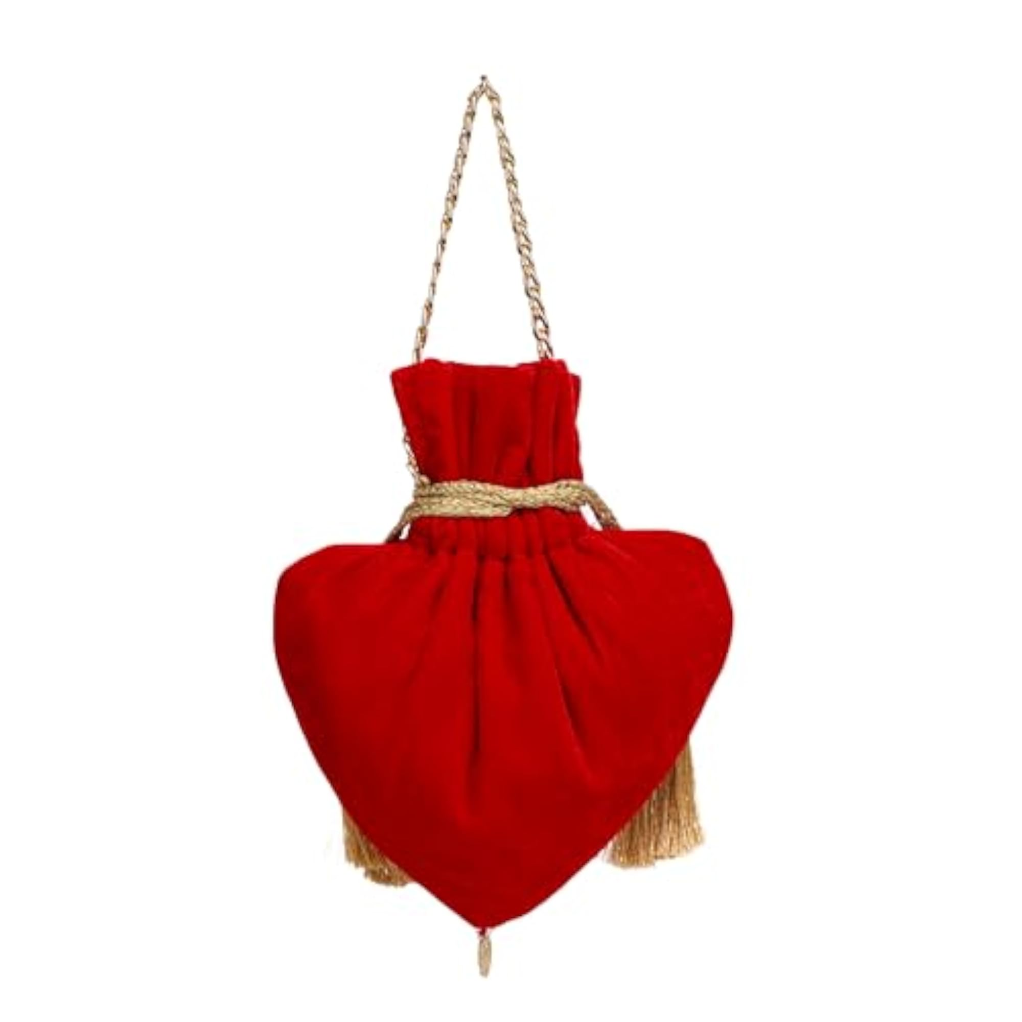 Women's Heart Velvet Love Drawstring Pouch with Tassel