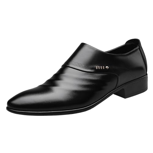 Men's Oxford Leather Dress Shoes Slip-on Pointed-Toe Derby Shoes are Classic Formal Business Men's Black Dress Shoes