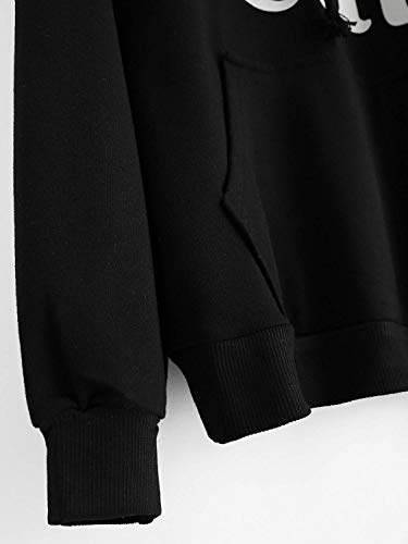 Lziizl Women Girl Hoodies Cute Cat Ear Novelty Printed Pullover Sweatshirt Black Us Size S=Tag Size L #TOP5