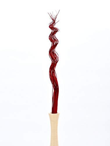 Image of Leewadee Tall Vase Filler, Wavy Palm Leaves - 2 Bunches of Colored Curly Twigs for Floor Vases, Dried Arrangements for for Vintage Or Modern House Decor, 39 inches, Red