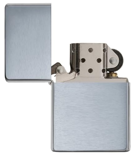 Image of Zippo Metal Vintage Brushed Chrome Without Slashes, Silver, Pocket Fuel, Windproof Premium Lighter (BIS Certified)