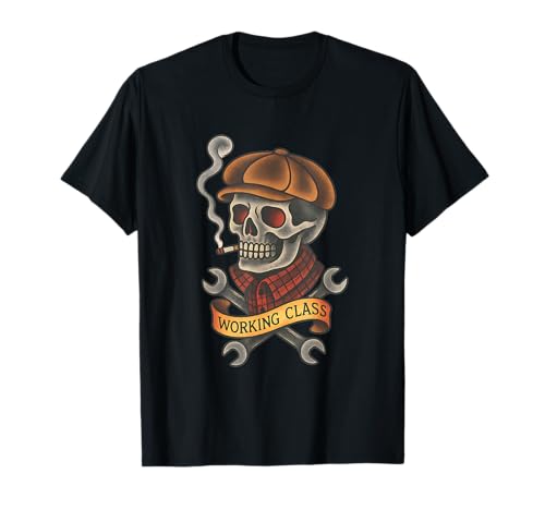 Working Class Skull Blue Collar Traditional Tattoo Flash T-Shirt