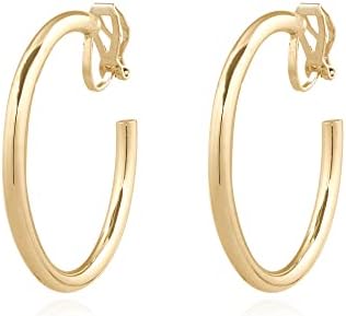 YOQUCOL 4.0CM(1.57in) Gold Round Clip On Hoop Earrings Non Pierced Ears Hoops for Women Girls