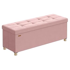 SONGMICS Sitzbank mit Stauraum pastellrosa 112L