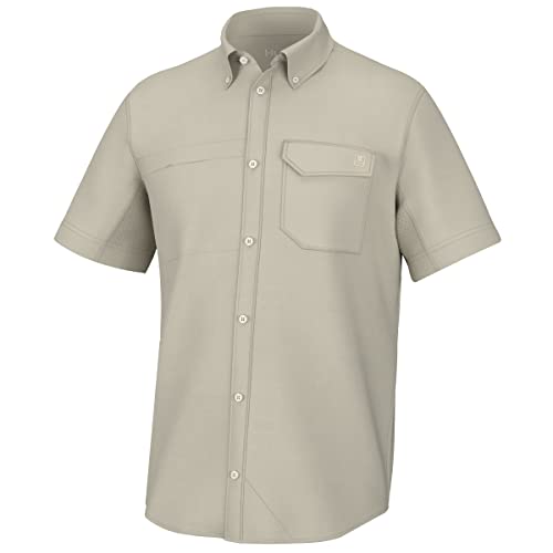 Image of HUK Men's Tide Point Kc Scott Original Artwork Short Sleeve Shirt, Fishing Button Down