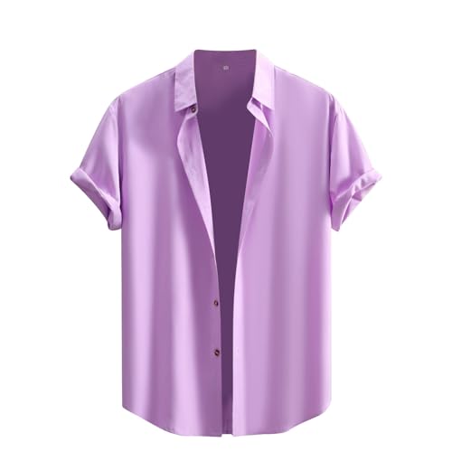 Chemise d'été homme manches courtes vêtement de vacances léger coupe droite unie