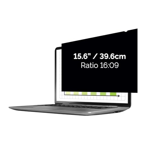 Fellowes Filtre de confidentialité PrivaScreen™ - Protection d’écran pour ordinateur portable 15,6 pouces (format 16:9, 345 x 194 mm) - Fixation et retrait faciles avec languettes Quick Reveal