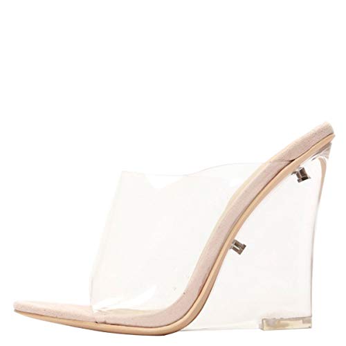lucite wedge heels