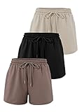 SUNBS 3 Pack Womens Lounge Shorts Casual Sweat Shorts High Waisted Comfy Shorts Trendy Summer Drawst