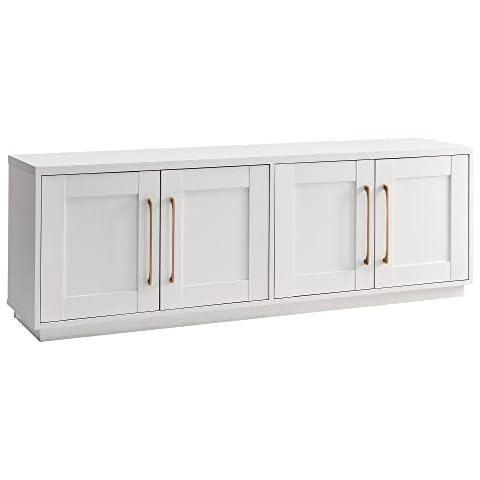 Henn&Hart Tillman Rectangular TV Stand for TV's up to 80" in, 68" Wide, White Cover