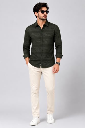 Image of The Kab's Men Casual Shirt | Textured Cotton Fabric Regular Fit Shirts for Men Stylish | Full Sleeve Shirt for Man | Comfortable Breathable Fabric | Perfect for Casual Office and Outing Wear