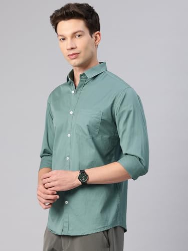 Image of Majestic Man Men's Cotton Slim Fit Solid Casual Shirt