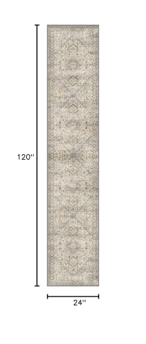 GENIMO Runner Rug 2x10 Machine Washable Non Slip Vintage Hallway Runner Rug, Low Pile Lightweight Rugs for Indoor Entryway, Hallway, Kitchen and Corridor, Antique Taupe