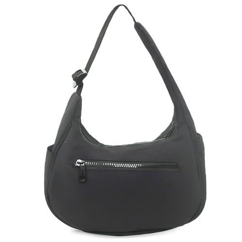 Small Puffer Crescent Shoulder Bag for Women Nylon Quilted Purses Bag with Adjustable Strap4