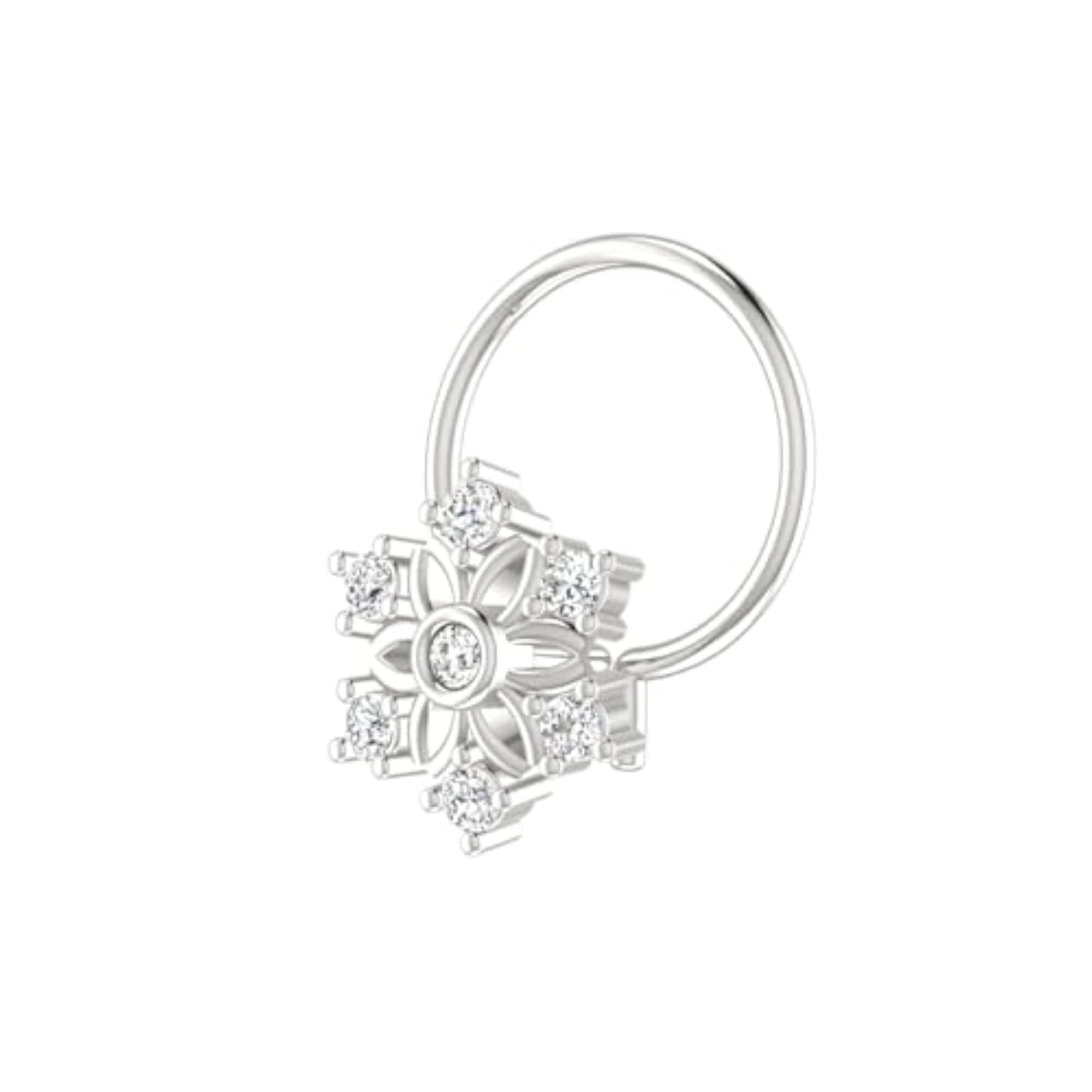 Women's 14Kt White Gold Stud Nosering, Classic
