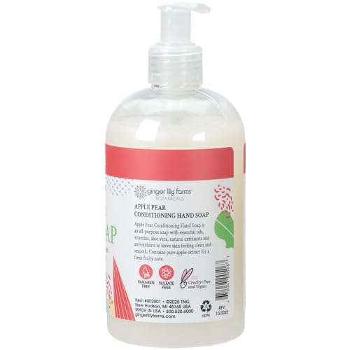Image of Ginger Lily Farms Botanicals Conditioning Liquid Hand Soap Refill, 100% Vegan & Cruelty-Free, Apple Pear Scent, 12 Fl Oz (Pack of 6)