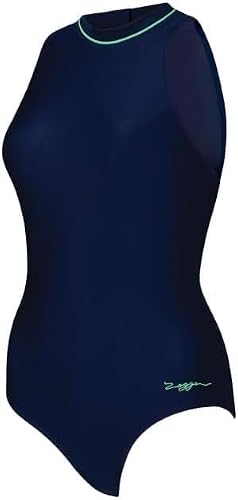 Zoggs Cable Zipped Hi Neck Women Navy/ Mint 42