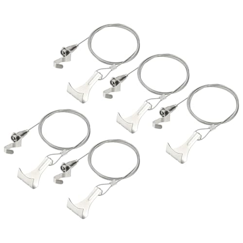 sourcing map Kit de 5 cables ajustables para colgar cuadros de 2 m x 1,5 mm con ganchos en S