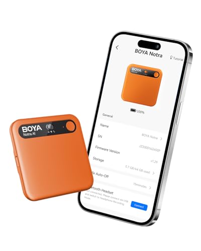 Image of BOYA Notra AI Voice Recorder All-in-One AI Note Taker for Meetings & Calls, Smart Transcription & Summary, App Control, 64GB + Secure Cloud, 140+ Languages Magnetic Design Audio Recorder(Orange)
