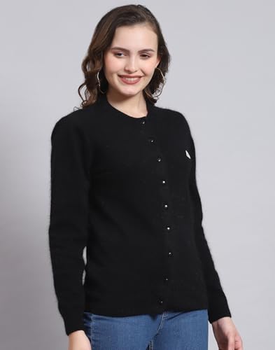 Image of Monte Carlo Women Regular Fit Full Sleeve Solid Round Neck Winter Cardigan (Pack of 1)