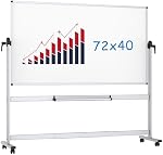 VIZ-PRO Double-Sided Magnetic Mobile Whiteboard,72 x 40 Inches Aluminium Frame and Stand…