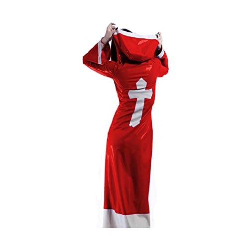 100% neuer Latex-Gummi-Frauen-Rock mit Kapuze Drees Größe XXS-XXL,Rot,M Cover
