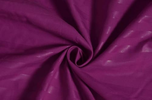 Image of Double Bedsheet Set with Pillow Covers | 200 TC Stripe Glace Cotton Bedding | Soft, Breathable & Durable Double Bed Sheet | Elegant Wine Striped Design
