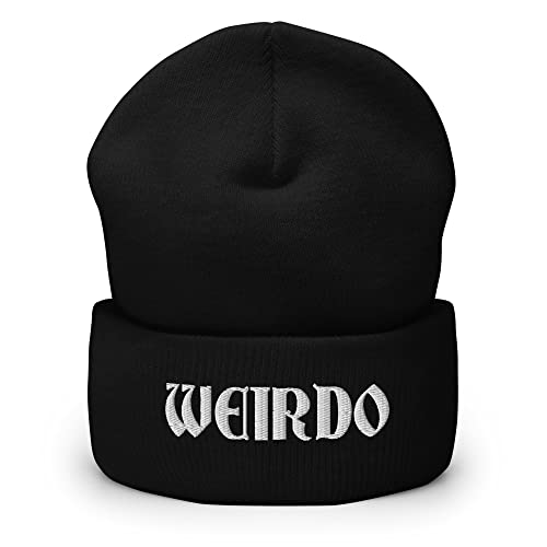 Weirdo Goth Beanie Funny Gothic Emo Cuffed Beanie Black