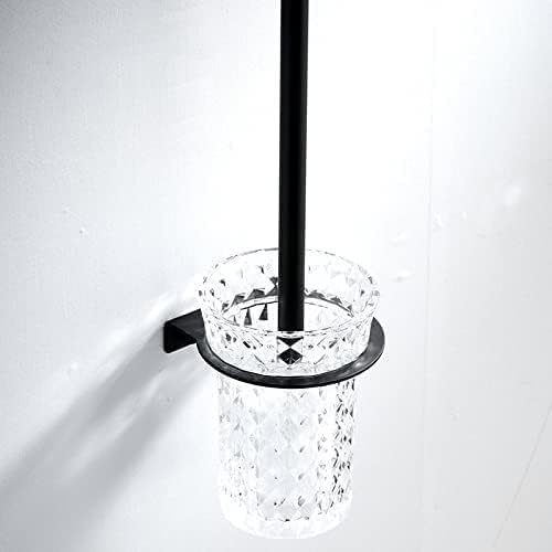Toilet Brush Holder Toilet Bowl Brush Toilet Brush Holder Black Stainless Steel Wall Mounted Bathroom Toilet Brush with Cup Set Hardware Bathroom Accessories Toilet Brush Toilet Brush