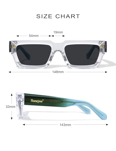 Image of Roneyee Rectangle Sunglasses Men Women Trendy Retro Sunglass UV Protection Fashion Acetate Stylish Square
