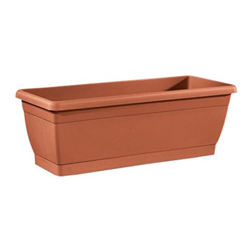 VECA Roxanne Fioriera con Vassoio incluso, Marrone Terracotta, 40x20x18 cm