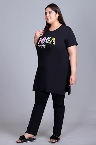 Image of In Love Women's Plus Size Graphic Printed Cotton Night Suit Set Short Sleeve