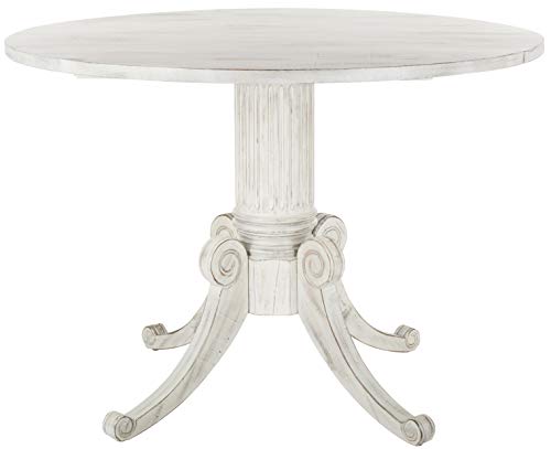 Image of SAFAVIEH Furniture - Forest Drop Leaf Dining Table - Antique White - Solid Wood - Farmhouse Drop Leaf Design - Seats 4 - Ideal for Dining Room, Kitchen, 43.3 inchW x 43.3 inchD Open (DTB1000A)