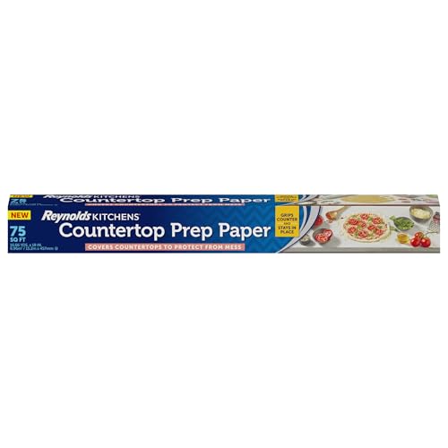 Reynolds Kitchens Countertop Prep Paper, Non Slip Kitchen Counter Protector Paper for Food Prep, Moisture, and Grease Protection, Writable Surface, 16.66 Yards x 18 Inches, 75 Total Sq. Ft.