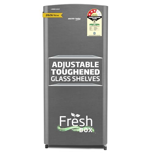 Image of Voltas Beko, A Tata Product 183 L, 3-Star Single Door Direct Cool Refrigerator with Fresh Box Technology (RDC215B / 3S0XIR0M0000GO, Hairline Silver)