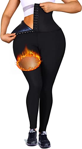 Image of Sauna Pants for Women Tummy Tucker Belly Fat | Neoprene Thermal Sweat Gym Pants with Hook & Eye Closure | High Waist Tummy Control Shapewear Yoga Gym Wear Leggings