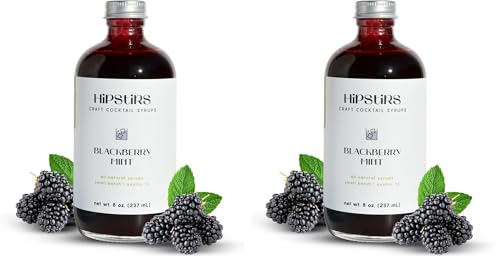 HipStirs Blackberry Mint Syrup for Cocktails | Real Ingredients Make our Blackberry Syrup for Drinks Great for Gin &amp; Tonics, Mojitos &amp; Spritzers | Small Batch Non-GMO, Vegan Drink Mixer | 8 Oz, 2 Pack