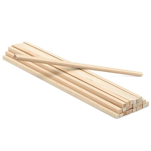25 Pack Square Wooden Dowels For Crafting, Unfinished Hardwood Sticks For Diy Supplies (1/4 X 12 Inch) #TOP5