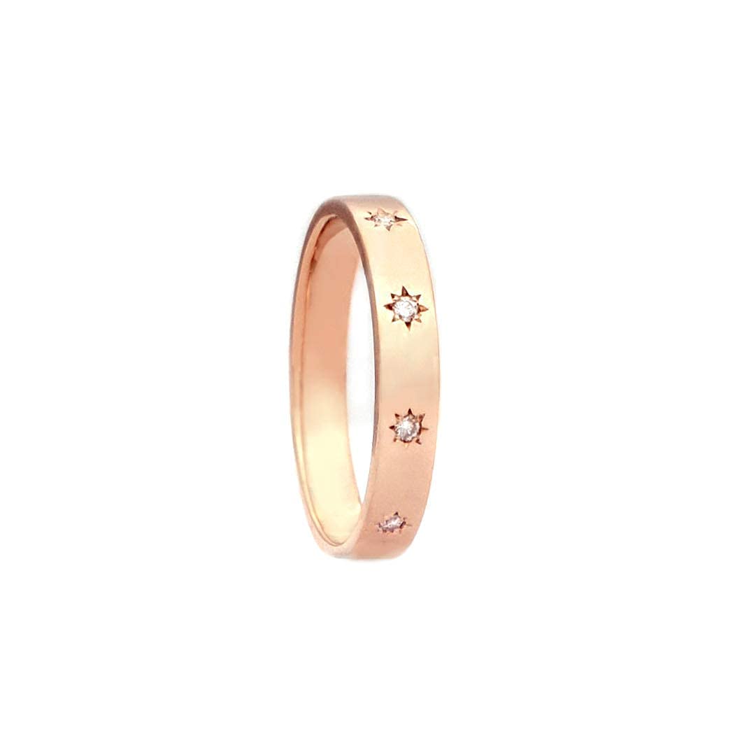 Elegantes Schmuckkästchen Frauen 10 Diamanten Ewigkeit Ehering in massivem Gold 9k, 14k &18k, Polaris Diamantband, Stern Kompass Diamantring, North Star Diamant Ring