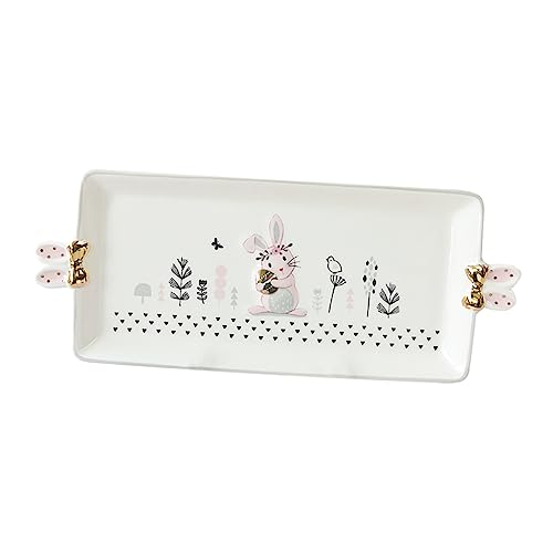 Warmhm Assiette Rose Cadre Plateaux Enfants Pour Manger Collation Assiette De Sashimis Assiette De Mousses Plaque Bol De Fruits Plateaux à Goûter Grès Gâteau Rotin Bar Porcelaine